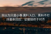 我以为只是小事 黑料入口、黑料不打烊最新回应：证据链终于对齐