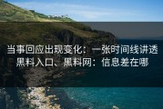 当事回应出现变化：一张时间线讲透黑料入口、黑料网：信息差在哪