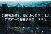 别被表面骗了：糖心vlog的学习计划其实有一段被删的录音｜别学我