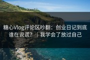 糖心Vlog评论区吵翻：创业日记到底谁在说谎？｜我学会了放过自己