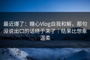 最近爆了：糖心Vlog自我和解，那句没说出口的话终于来了｜结果比想象温柔