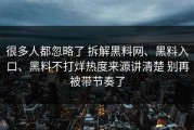 很多人都忽略了 拆解黑料网、黑料入口、黑料不打烊热度来源讲清楚 别再被带节奏了