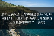 最新进展来了 五个点讲透黑料不打烊、黑料入口、黑料网：后续走向在哪 这次信息终于完整了（进展）