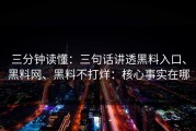 三分钟读懂：三句话讲透黑料入口、黑料网、黑料不打烊：核心事实在哪