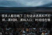 很多人都忽略了 三句话讲透黑料不打烊、黑料网、黑料入口：时间线在哪