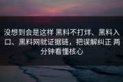 没想到会是这样 黑料不打烊、黑料入口、黑料网就证据链，把误解纠正 两分钟看懂核心