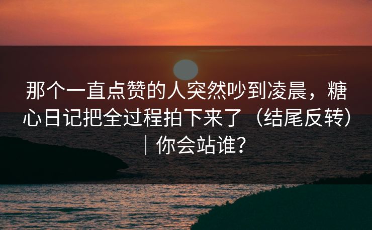 那个一直点赞的人突然吵到凌晨，糖心日记把全过程拍下来了（结尾反转）｜你会站谁？