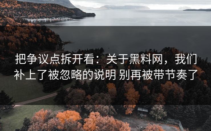把争议点拆开看：关于黑料网，我们补上了被忽略的说明 别再被带节奏了