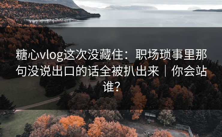 糖心vlog这次没藏住：职场琐事里那句没说出口的话全被扒出来｜你会站谁？
