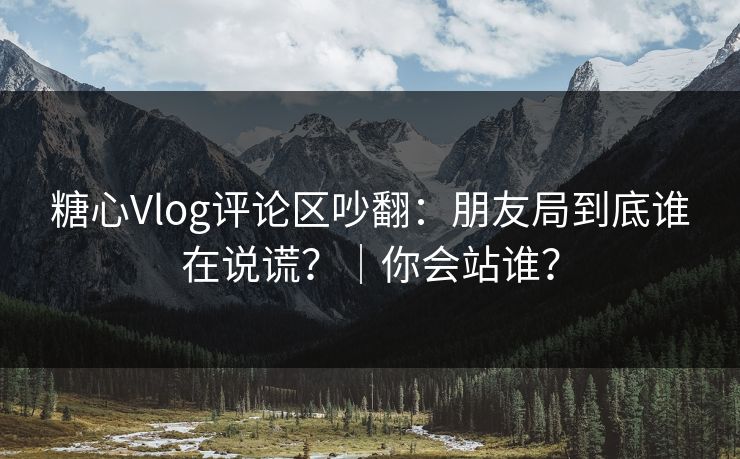糖心Vlog评论区吵翻：朋友局到底谁在说谎？｜你会站谁？