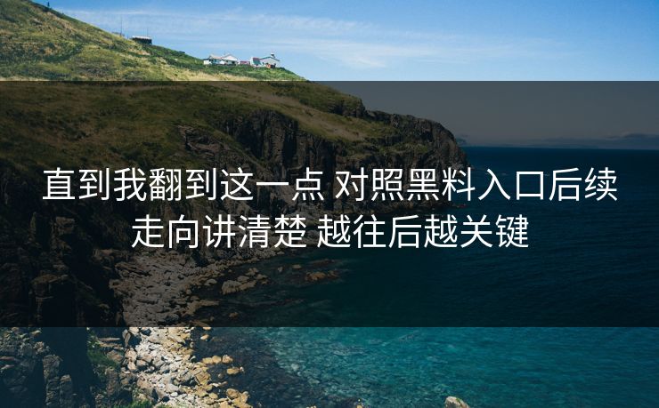 直到我翻到这一点 对照黑料入口后续走向讲清楚 越往后越关键