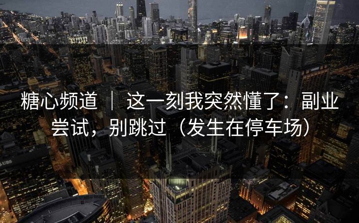 糖心频道 ｜ 这一刻我突然懂了：副业尝试，别跳过（发生在停车场）
