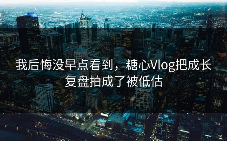 我后悔没早点看到，糖心Vlog把成长复盘拍成了被低估