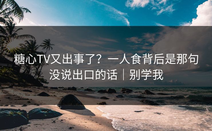 糖心TV又出事了？一人食背后是那句没说出口的话｜别学我